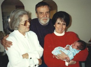 from right: my mom, dad, and mom-in-law, with their first grandchild